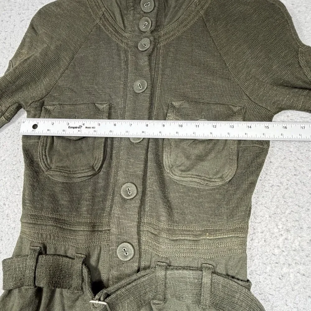 Free People Utility Jacket Women’s Size Medium Green Military Boho Belted